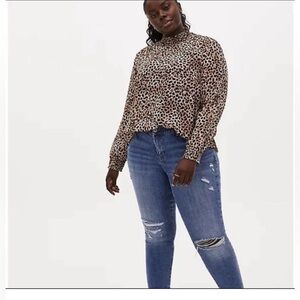 Torrid Leopard Print Mock Neck Blouse NWOT